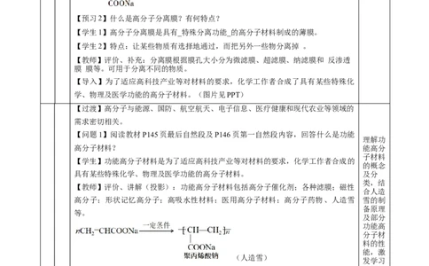 5.2.2高分子材料&mdash;功能高分子材料（教学设计）-（人教版2019选择性必修3）_高化_595801221724高中化学新人教版选择性必修一二三电子版教案PPT课件高中试卷_选择性必修3册（人教版）