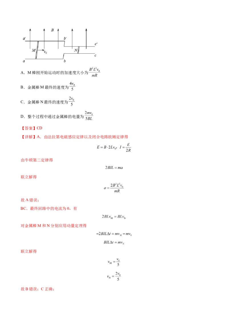 专题20电磁感应中的双导体棒和线框模型（答案版）_高中物理模型题型与方法