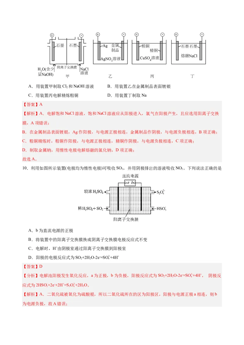 4.2.2电解池原理的应用（分层作业）（解析版）_高化_595801221724高中化学新人教版选择性必修一二三电子版教案PPT课件高中试卷_选择性必修1册（人教版）_分层作业