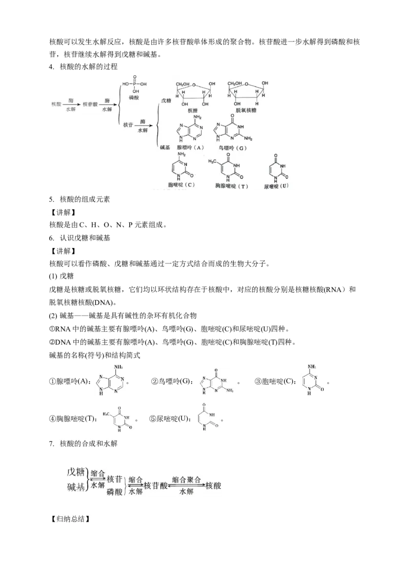 4.3核酸-教学设计-2020-2021学年下学期高二化学同步精品课堂(新教材人教版选择性必修3）_高化_2025春-人教版高中化学_05新版高中化学选择性必修3_1.课件+教案+学案+习题_教案