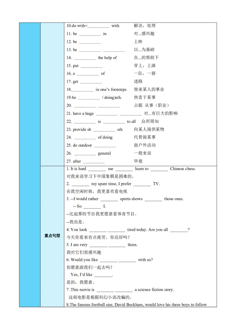 Unit6Topic1（知识清单）（学生版）_仁爱版英语九年级下册资料包_单元知识复习专项-U123_2025版