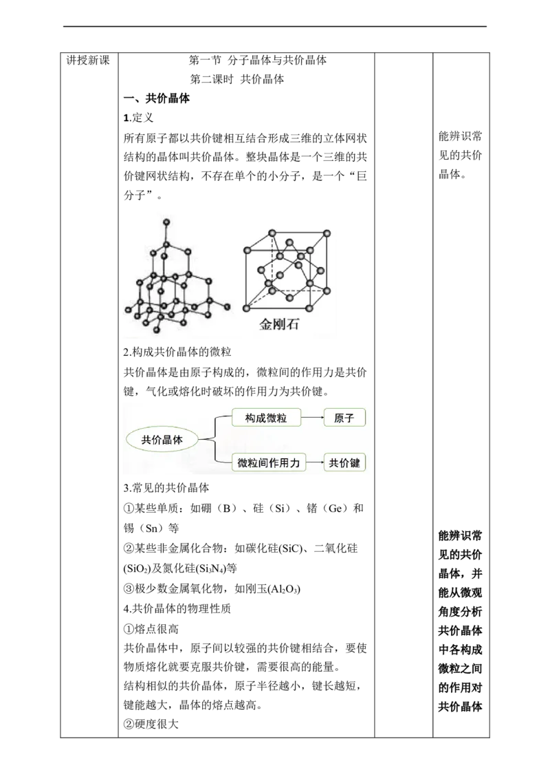 3.2.2分子晶体与共价晶体第二课时_高化_2025春-人教版高中化学_04新版高中化学选择性必修2_08第四套同步课件+教案_3.2.2分子晶体与共价晶体（课件+教案）