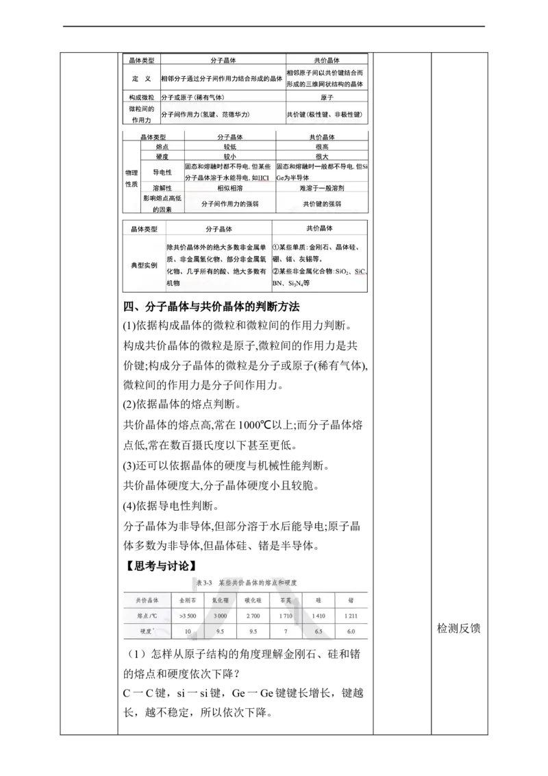 3.2.2分子晶体与共价晶体第二课时_高化_2025春-人教版高中化学_04新版高中化学选择性必修2_08第四套同步课件+教案_3.2.2分子晶体与共价晶体（课件+教案）