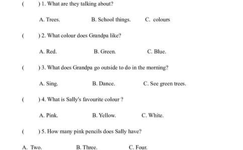 Unit8Colours（单元测试）A4版_三下译林版2026英语_单元测试