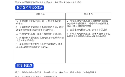 3.1物质的聚集状态与晶体的常识-教学设计-2020-2021学年下学期高二化学同步精品课堂(新教材人教版选择性必修2)_高化_2025春-人教版高中化学_04新版高中化学选择性必修2_教案