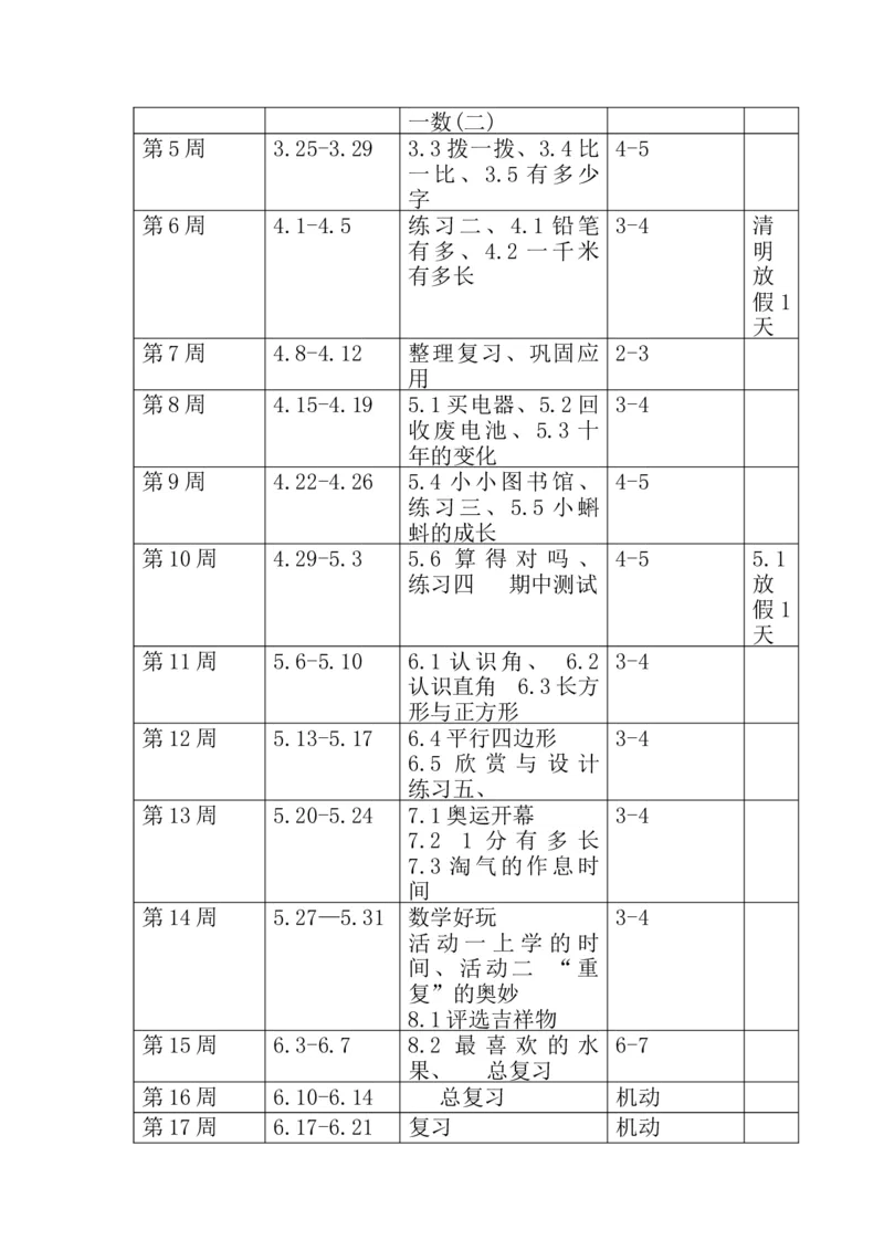 北师大版2数下-教学计划_26春北师大版数学二下_19、赠送其它资料_二年级数学下册（北师大版）_旧版_二年级数学下册（北师大版）_教学计划