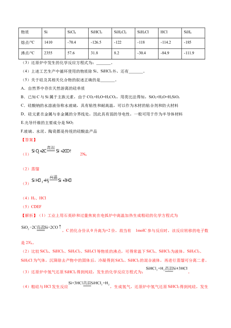 5.3无机非金属材料（精练）-（人教版2019必修第二册）（解析版）_高化_595801221724高中化学新人教版选择性必修一二三电子版教案PPT课件高中试卷_必修二册（人教版）_专项练习