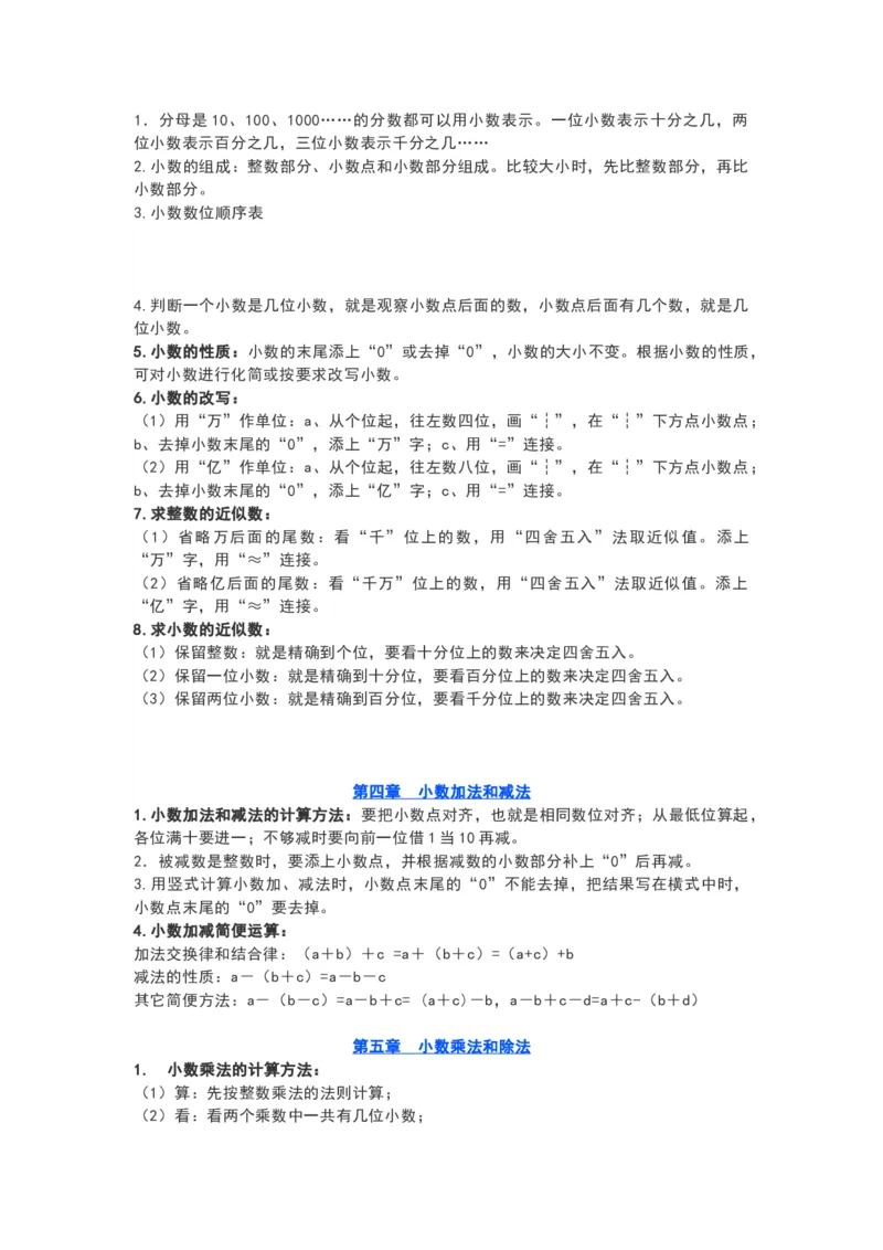 苏教版五年级数学上册知识要点_《小学各科知识点》_小学数学《知识梳理》1-6年级上下册_上册_苏教版小学数学1-6年级上册知识汇总