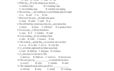 状语从句的用法（巩固练习）-_仁爱版英语九年级下册资料包_同步讲义-V31_17总复习_从属连词及状语从句_17总复习_从属连词及状语从句---