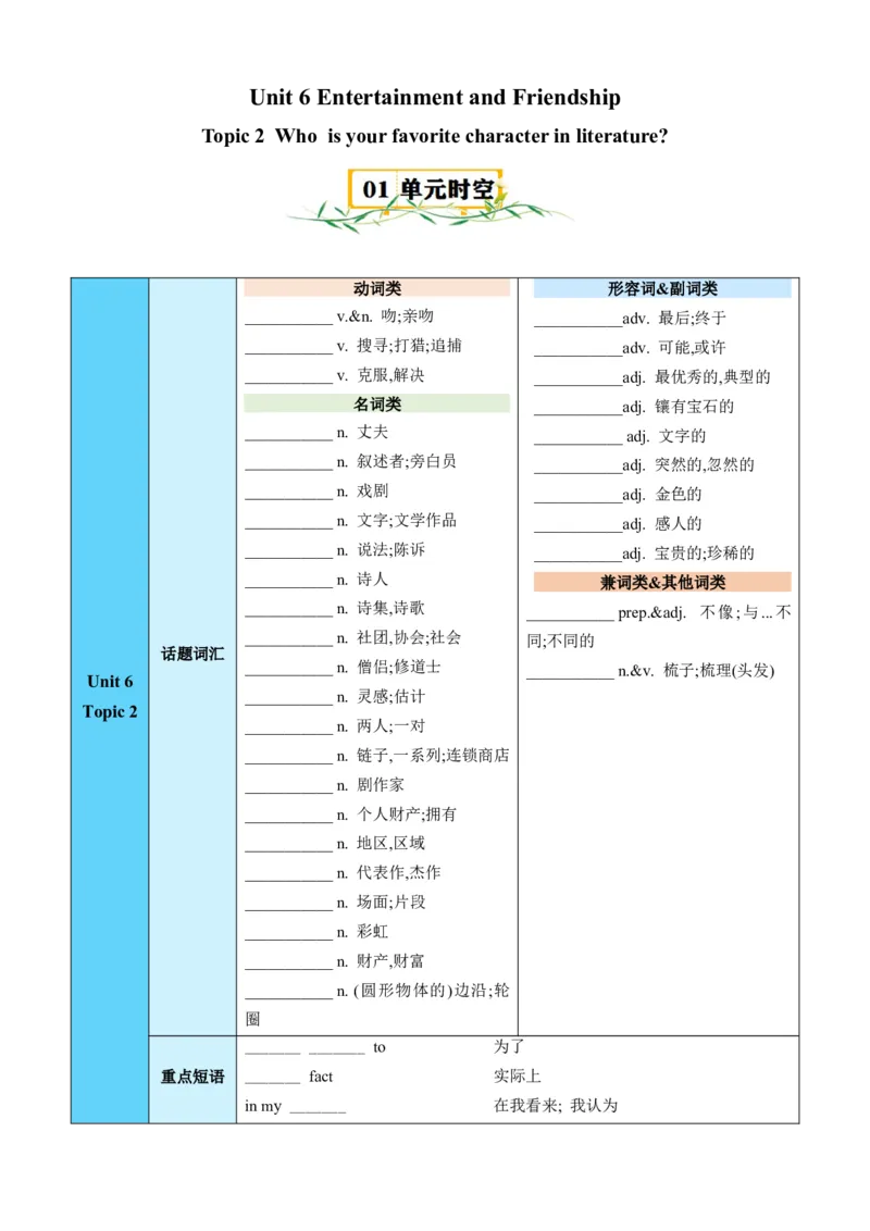 Unit6Topic2（知识清单）（学生版）_仁爱版英语九年级下册资料包_单元知识复习专项-U123_2025版
