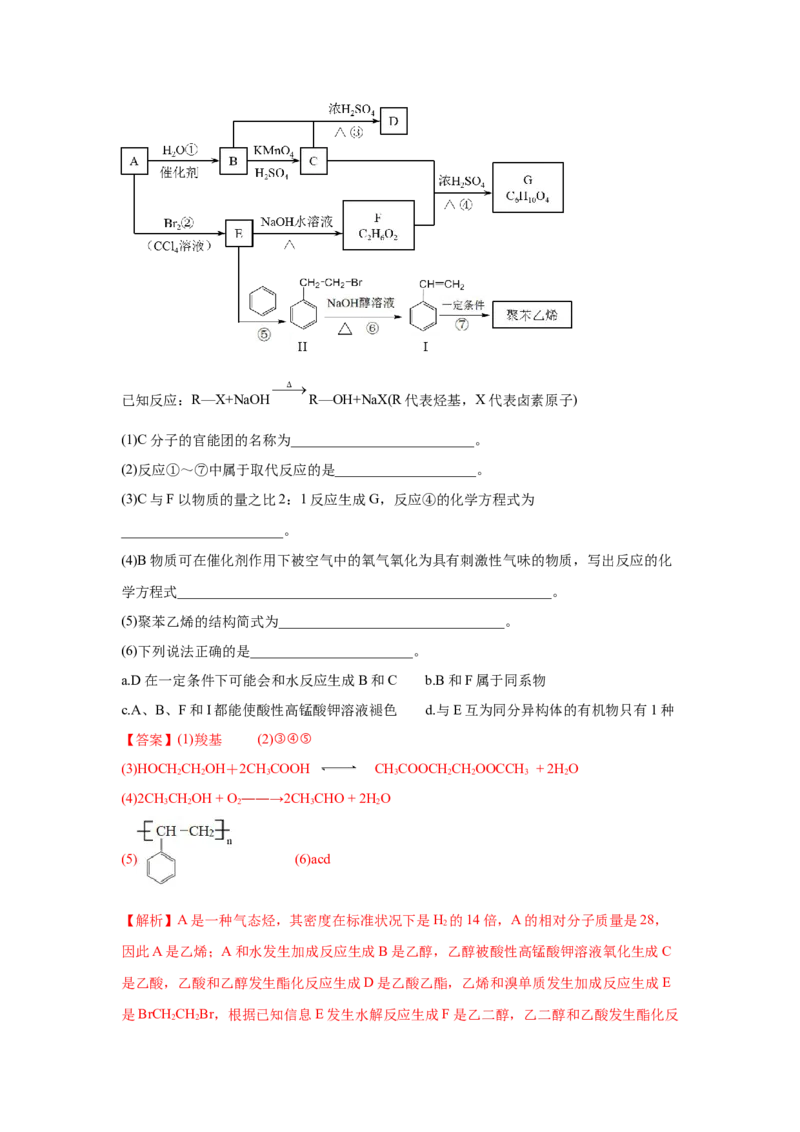 7.3.2乙酸（分层作业）（解析版）_高化_595801221724高中化学新人教版选择性必修一二三电子版教案PPT课件高中试卷_必修二册（人教版）_分层作业