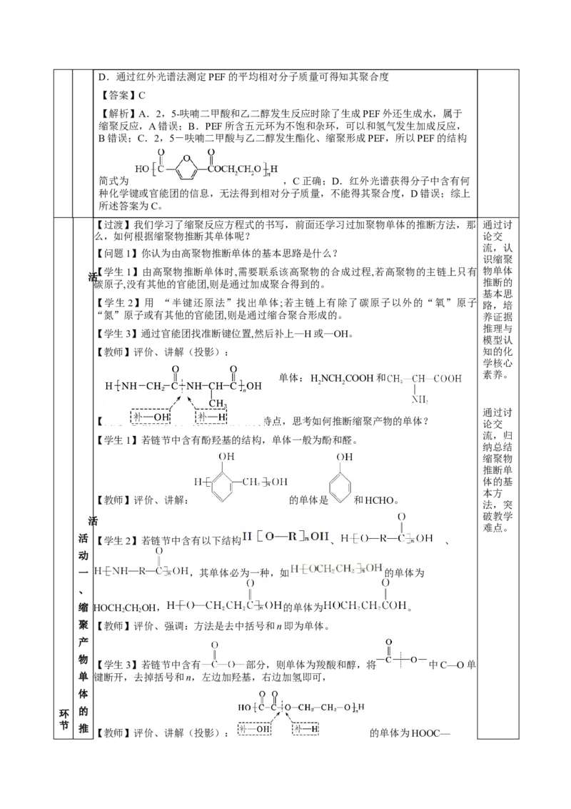 5.1.2合成高分子的基本方法&mdash;缩聚反应（教学设计）-（人教版2019选择性必修3）_高化_595801221724高中化学新人教版选择性必修一二三电子版教案PPT课件高中试卷_选择性必修3册（人教版）