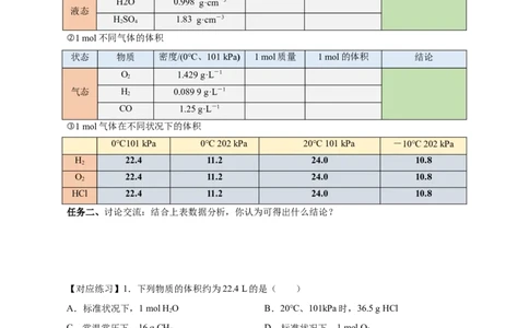 2.3.2气体摩尔体积（导学案）-（人教版2019必修第一册）（原卷版）_高化_595801221724高中化学新人教版选择性必修一二三电子版教案PPT课件高中试卷_必修一册（人教版）_导学案