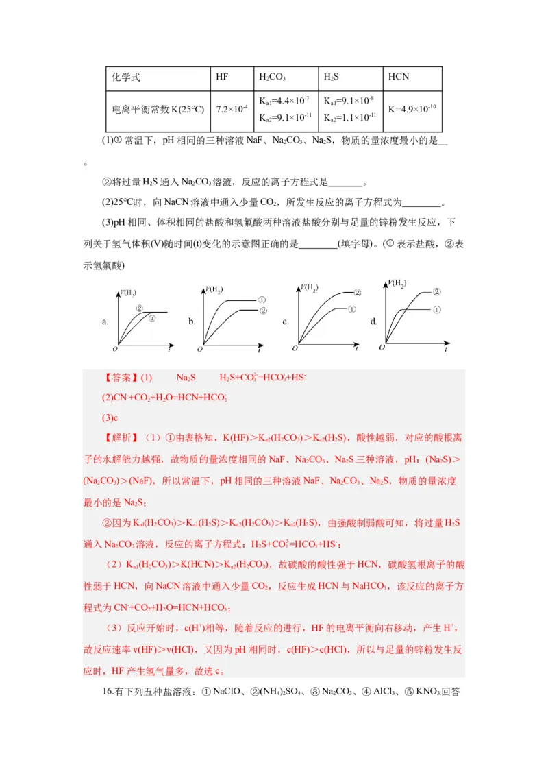 3.3.2盐类水解的应用导学案（解析版）_高化_595801221724高中化学新人教版选择性必修一二三电子版教案PPT课件高中试卷_选择性必修1册（人教版）_导学案