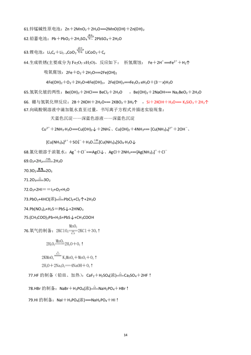 2025届新高考化学方程式汇总_高化