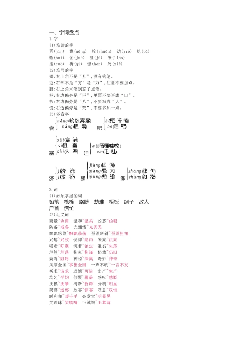 知识梳理部编版小学语文四下第六单元_《小学各科知识点》_小学语文《知识梳理》1-6年级上下册_统编语文1-6年级下册知识总结_四下