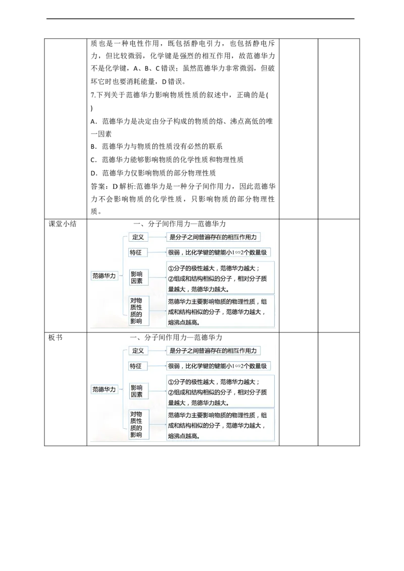2.3.2《分子结构与物质的性质》教学设计_高化_2025春-人教版高中化学_04新版高中化学选择性必修2_08第四套同步课件+教案_2.3.2分子结构与物质性质（课件+教案）
