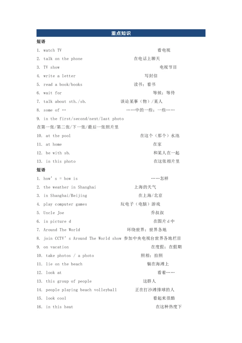 鲁教版初中英语七年级上册_24秋《初中各科知识点梳理》_初中英语《知识梳理》7-9年级上下册_知识梳理_鲁教版初中英语6-9年级上下册知识梳理