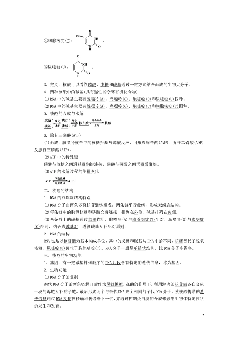 2020_2021学年新教材高中化学第4章生物大分子第3节核酸学案新人教版选择性必修3_高化_2025春-人教版高中化学_05新版高中化学选择性必修3_4.课件+学案+试卷_学案