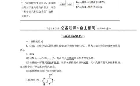 2020_2021学年新教材高中化学第4章生物大分子第3节核酸学案新人教版选择性必修3_高化_2025春-人教版高中化学_05新版高中化学选择性必修3_4.课件+学案+试卷_学案