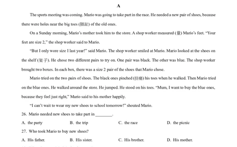 2025年天津市中考英语真题（原卷版）_仁爱版英语九年级下册资料包_全国各地中考真题_2025年全国中考英语真题76份_2025年天津市中考英语真题
