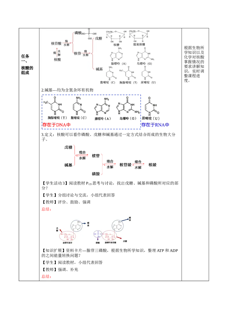 4.3核酸（教学设计）-（人教版2019选择性必修3）_高化_595801221724高中化学新人教版选择性必修一二三电子版教案PPT课件高中试卷_选择性必修3册（人教版）_教学设计