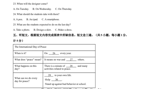精品解析：2024年四川省成都市中考英语真题（原卷版）_仁爱版英语九年级下册资料包_全国各地中考真题_2024年全国中考英语真题29份_精品解析：2024年四川省成都市中考英语真题