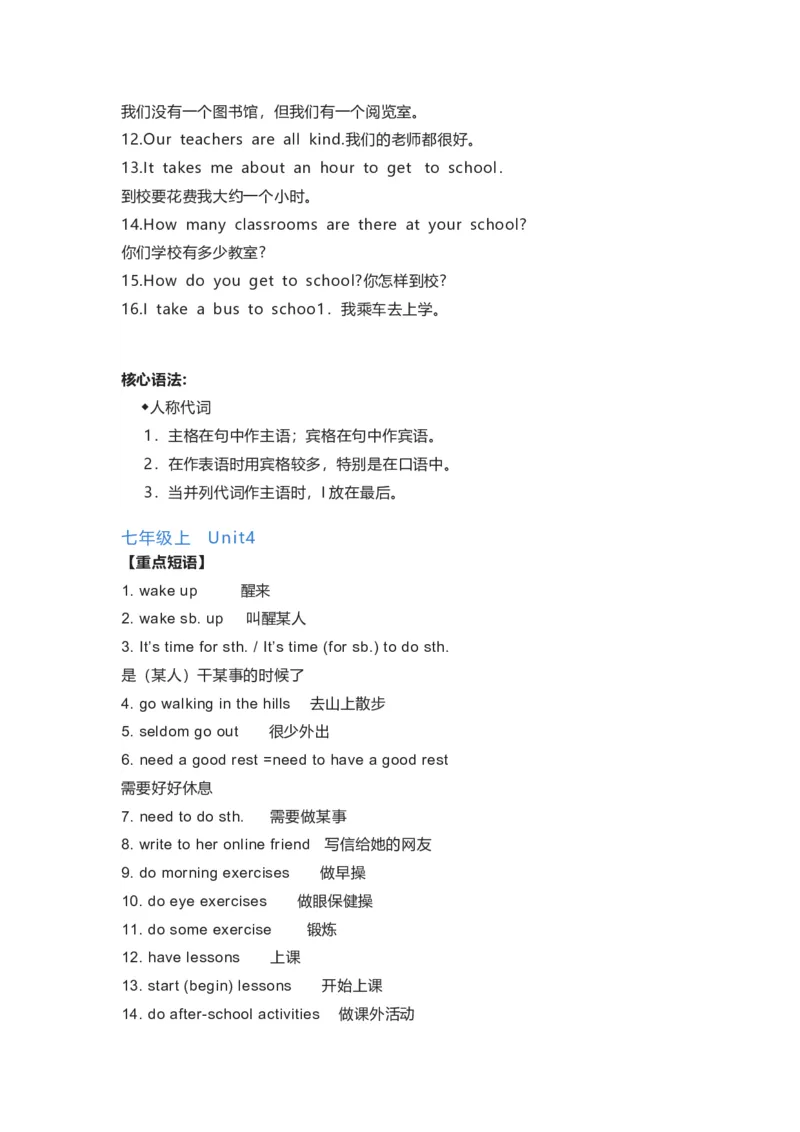 译林版初中英语七年级上册知识梳理_24秋《初中各科知识点梳理》_初中英语《知识梳理》7-9年级上下册_知识梳理_译林版初中英语7-9年级上下册知识梳理