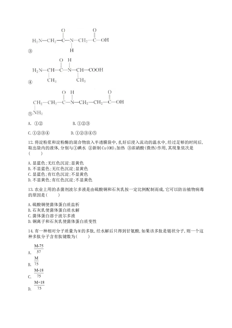 4.3核酸同步练习（含解析）_高化_2025春-人教版高中化学_05新版高中化学选择性必修3_5.练习