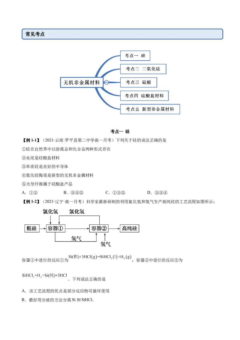 5.3无机非金属材料（精讲）-（人教版2019必修第二册）（原卷版）_高化_595801221724高中化学新人教版选择性必修一二三电子版教案PPT课件高中试卷_必修二册（人教版）_专项练习