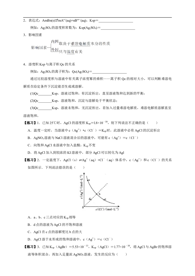 3.4.2沉淀溶解平衡的应用（学案）-2020-2021学年上学期高二化学同步精品课堂(新教材人教版选择性必修1)_高化_2025春-人教版高中化学_03新版高中化学选择性必修1_03学案_学案1配套A