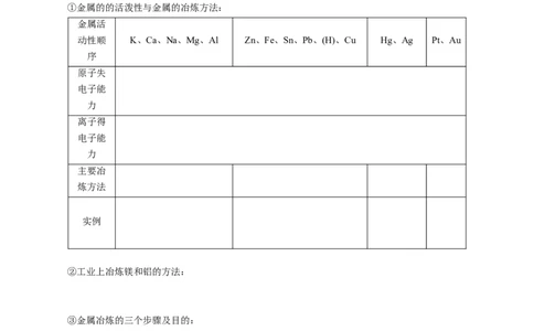 8.1.1金属矿物的开发利用（导学案）（原卷版）_高化_595801221724高中化学新人教版选择性必修一二三电子版教案PPT课件高中试卷_必修二册（人教版）_导学案