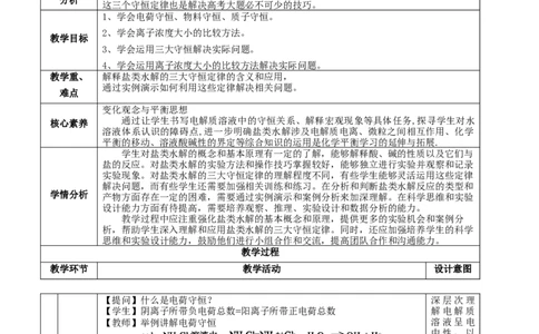 3.3.3三大守恒（教学设计）-（人教版2019选择性必修一）_高化_595801221724高中化学新人教版选择性必修一二三电子版教案PPT课件高中试卷_选择性必修1册（人教版）_教学设计