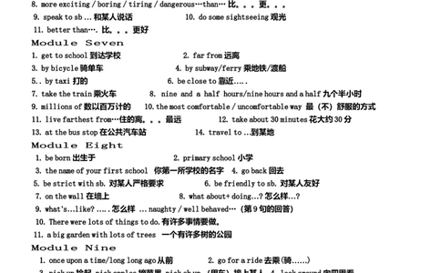 外研版初中英语全部词组整理-4216ffbec424_内蒙古中考真题_赠品_初中英语资料