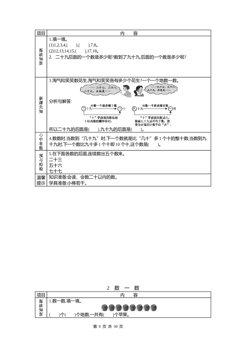 北师大版一年级下册小学数学学前预习单_26春北师大版数学二下_19、赠送其它资料_旧版_赠品：北师大数学1-6年级课前预习单