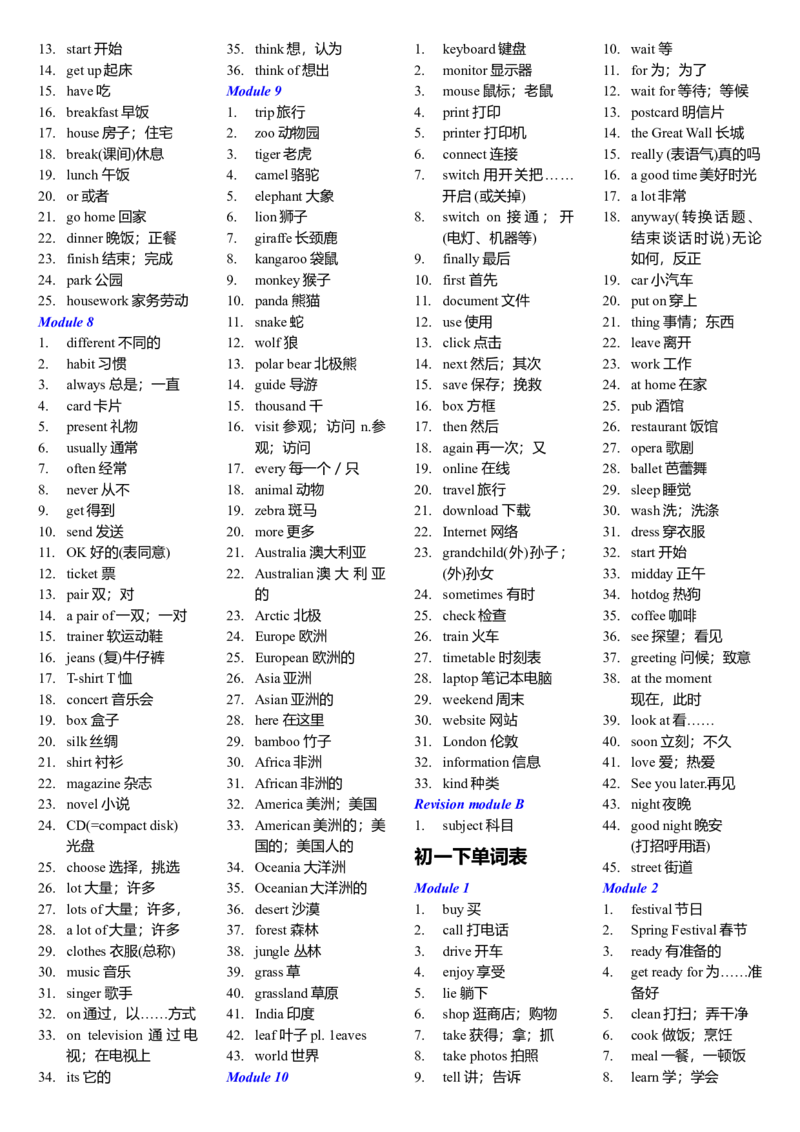 外研社初中英语单词完整版初一至初三-8ca584d060e5_内蒙古中考真题_赠品_初中英语资料