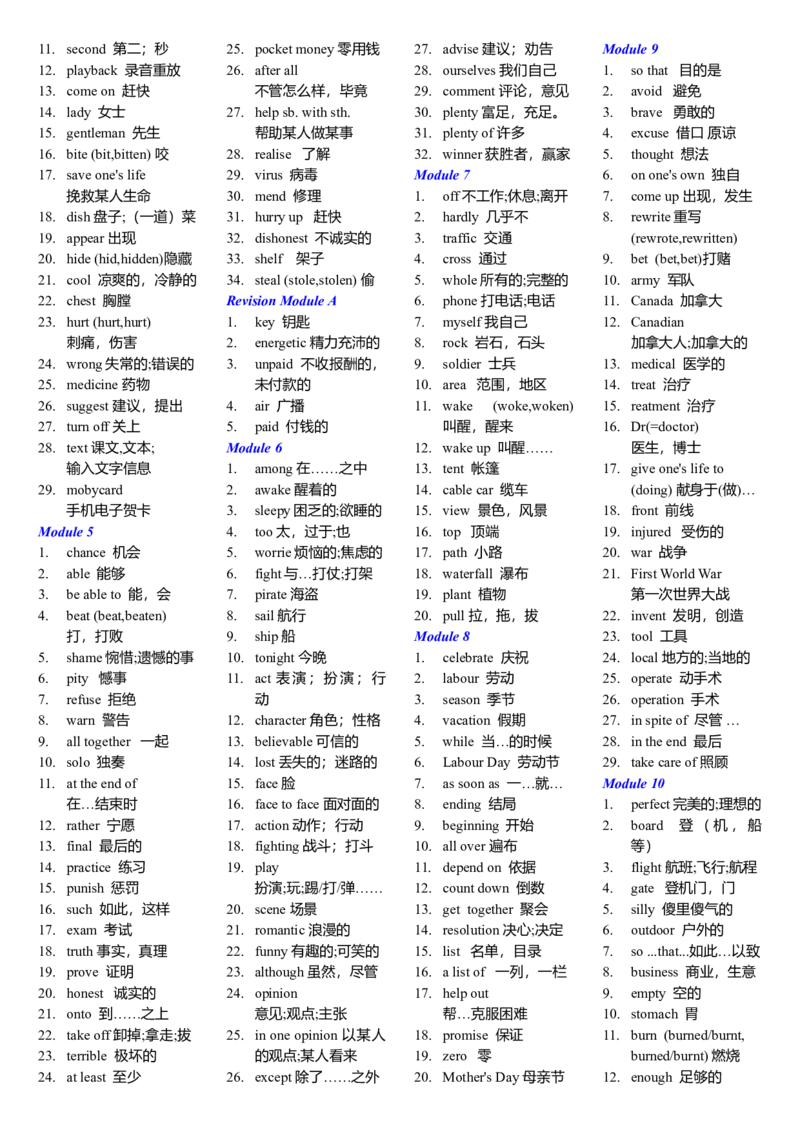 外研社初中英语单词完整版初一至初三-8ca584d060e5_内蒙古中考真题_赠品_初中英语资料