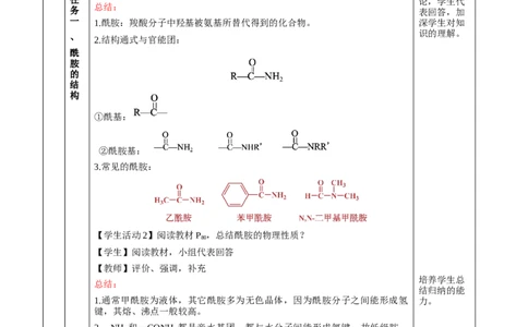 3.4.3胺、苯胺（教学设计）-（人教版2019选择性必修3）_高化_595801221724高中化学新人教版选择性必修一二三电子版教案PPT课件高中试卷_选择性必修3册（人教版）_教学设计