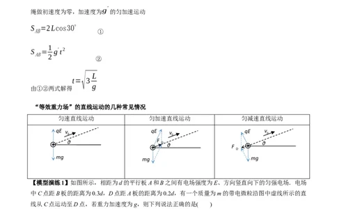 专题14&ldquo;等效重力场&rdquo;模型（答案版）_高中物理模型题型与方法
