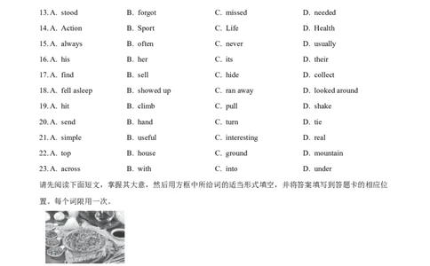 精品解析：2024年江西省中考英语真题（原卷版）_仁爱版英语九年级下册资料包_全国各地中考真题_2024年全国中考英语真题29份_精品解析：2024年江西省中考英语真题
