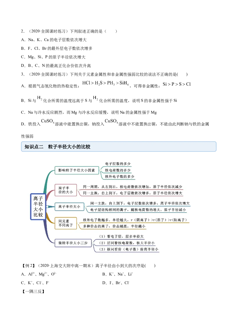 4.2元素周期律（精讲）-（人教版）原卷版_高化_595801221724高中化学新人教版选择性必修一二三电子版教案PPT课件高中试卷_必修一册（人教版）_专项练习