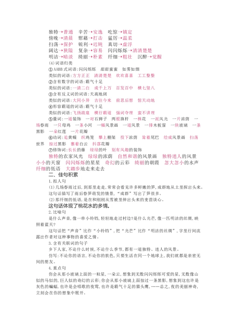 知识梳理部编版小学语文四下第一单元_《小学各科知识点》_小学语文《知识梳理》1-6年级上下册_统编语文1-6年级下册知识总结_四下