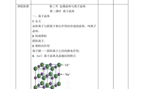 3.3.2金属晶体与离子晶体_高化_2025春-人教版高中化学_04新版高中化学选择性必修2_08第四套同步课件+教案_3.3.2金属晶体与离子晶体（课件+教案）