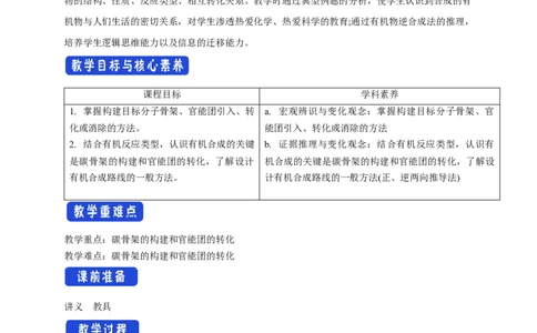 3.5.1有机合成的主要任务-教学设计-2020-2021学年下学期高二化学同步精品课堂(新教材人教版选择性必修3）_高化_2025春-人教版高中化学_05新版高中化学选择性必修3_1.课件+教案+学案+习题