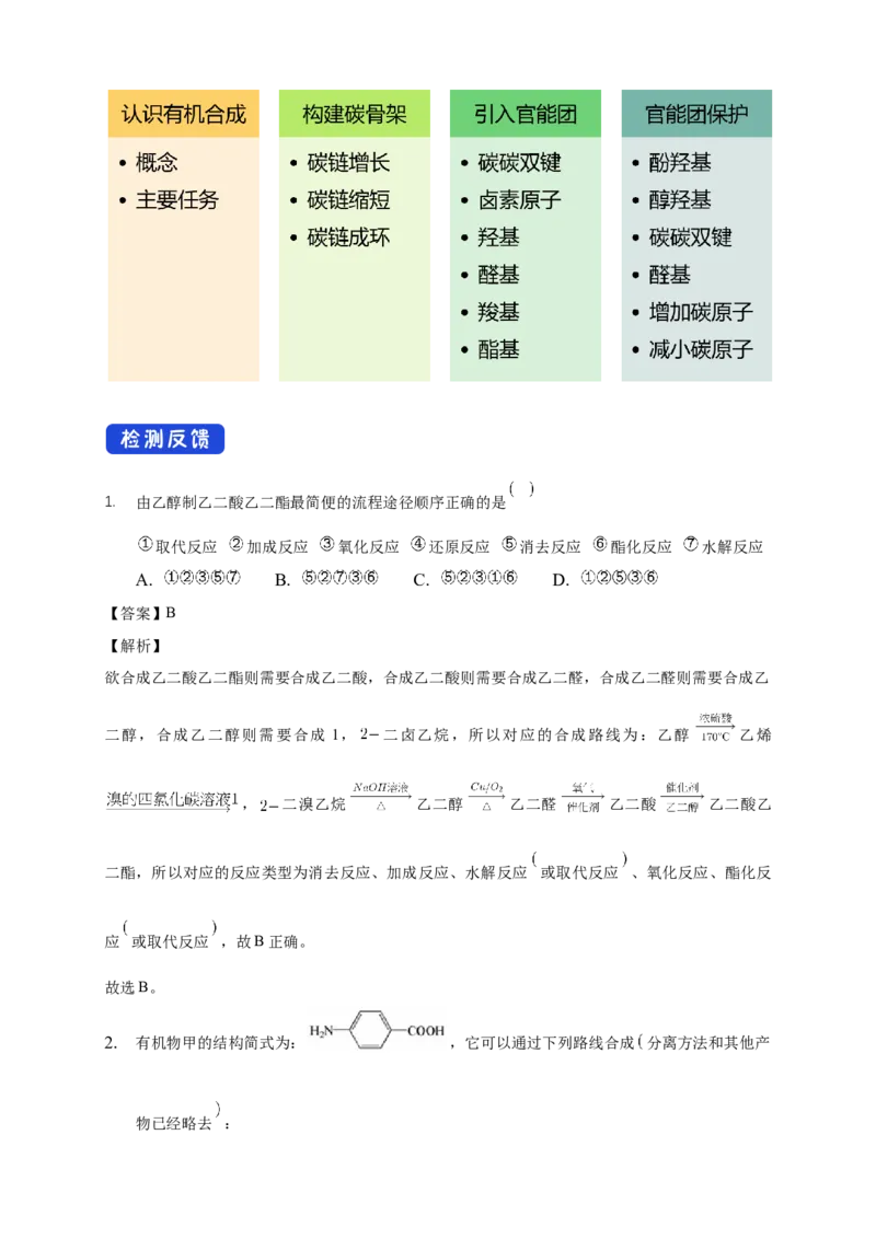 3.5.1有机合成的主要任务-教学设计-2020-2021学年下学期高二化学同步精品课堂(新教材人教版选择性必修3）_高化_2025春-人教版高中化学_05新版高中化学选择性必修3_1.课件+教案+学案+习题