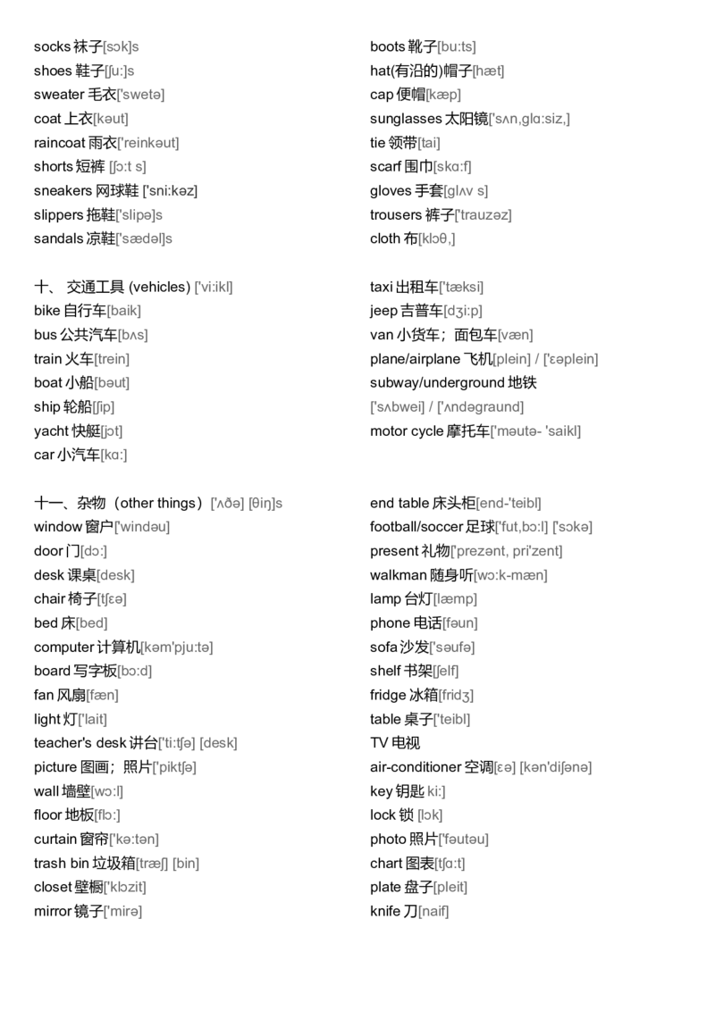 初中英语单词大全分类(带音标)-1170ffa1d354_内蒙古中考真题_赠品_初中英语资料