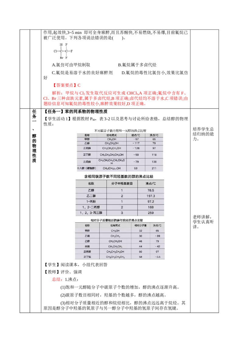 3.2.1醇（教学设计)-（人教版2019选择性必修3）_高化_595801221724高中化学新人教版选择性必修一二三电子版教案PPT课件高中试卷_选择性必修3册（人教版）_教学设计