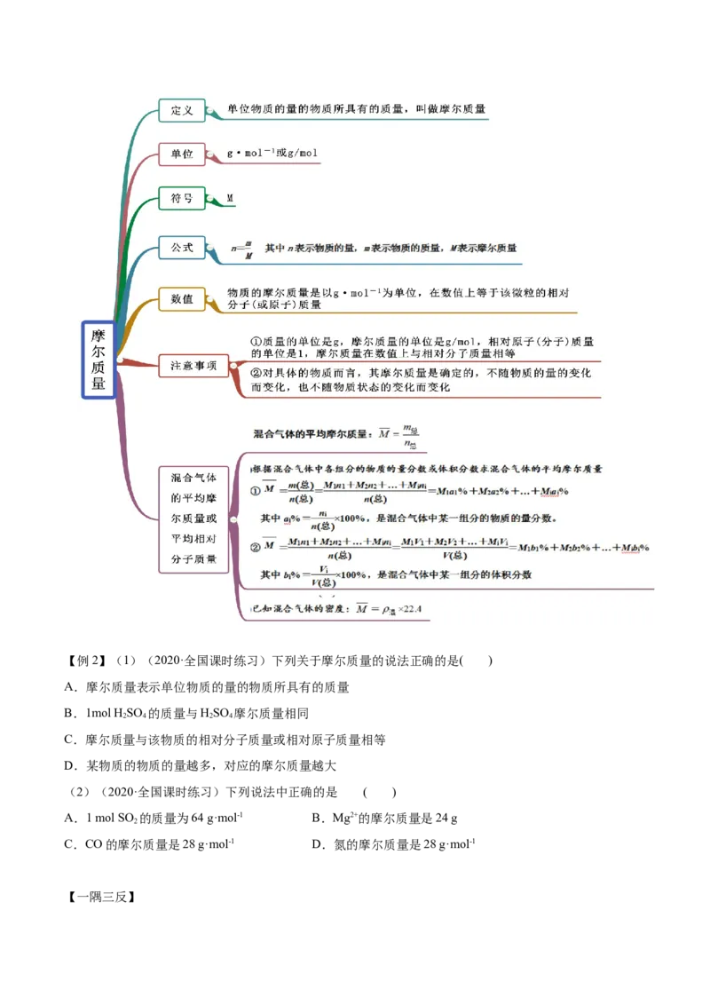2.3.1摩尔与气体摩尔体积（精讲）-（人教版）原卷版_高化_595801221724高中化学新人教版选择性必修一二三电子版教案PPT课件高中试卷_必修一册（人教版）_专项练习