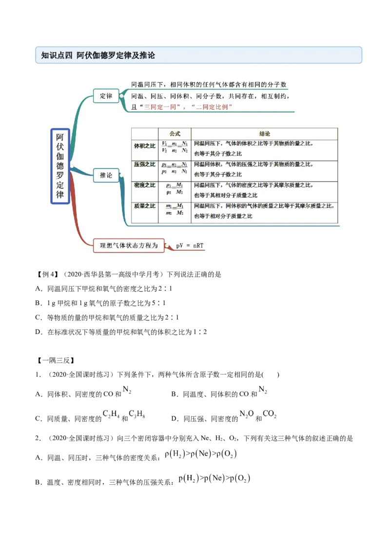 2.3.1摩尔与气体摩尔体积（精讲）-（人教版）原卷版_高化_595801221724高中化学新人教版选择性必修一二三电子版教案PPT课件高中试卷_必修一册（人教版）_专项练习