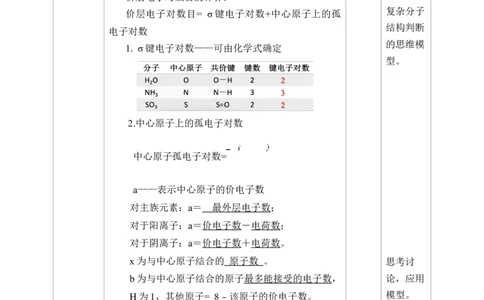 2.2.2分子的空间结构第二课时教案_高化_2025春-人教版高中化学_04新版高中化学选择性必修2_08第四套同步课件+教案_2.2.2分子的空间结构（课件+教案）_2.2.2分子的空间结构第二课时__